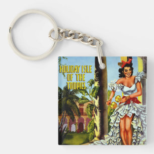 Vintage Cuban Travel - Holiday Isle Tropics Key Ring