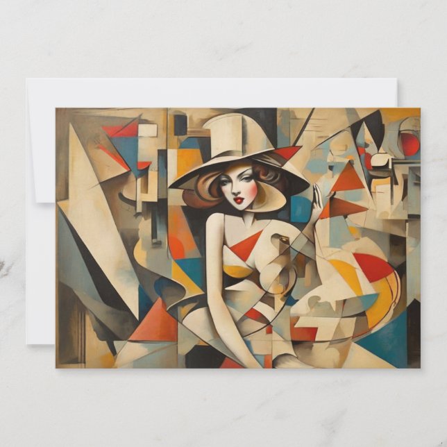 Vintage Cubism Art Stylish Abstracted Any Occasion Holiday Card (Front)