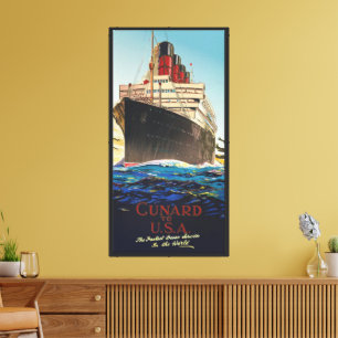 VINTAGE CUNARD AQUITANIA TRAVEL CANVAS PRINT