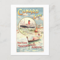 Vintage Cunard Line Advertising Poster Postcard