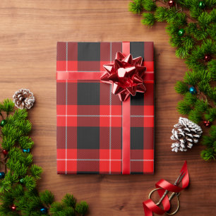 Vintage Cunningham Clan Tartan Red Black Plaid Wrapping Paper