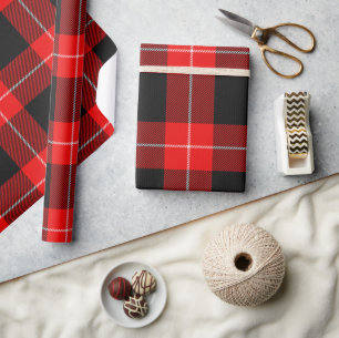 Vintage Cunningham Clan Tartan Red Black Plaid Wrapping Paper