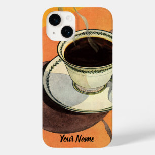 Vintage Cup of Coffee, Saucer, Spoon, Retro Diner Case-Mate iPhone 14 Case