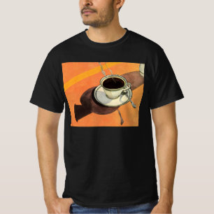 Vintage Cup of Coffee, Saucer, Spoon, Retro Diner T-Shirt