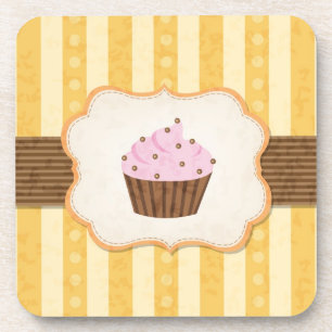 Vintage Cupcake Background Coaster