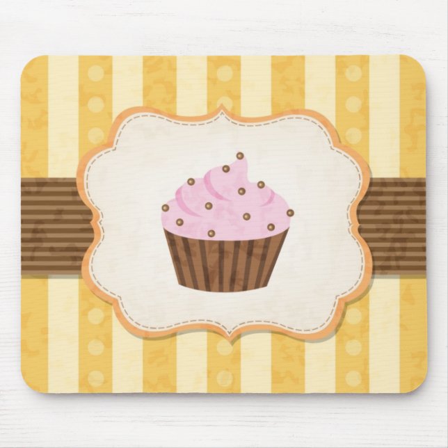 Vintage Cupcake Background Mouse Pad (Front)