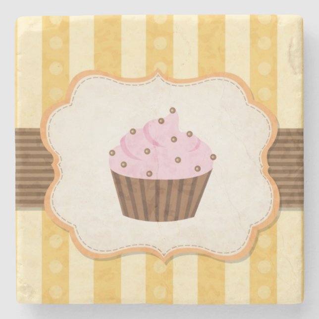 Vintage Cupcake Background Stone Coaster (Front)