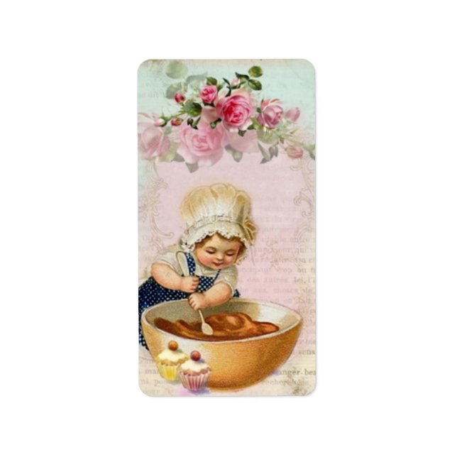 Vintage Cupcake Baker #1 Gift Label (Front)