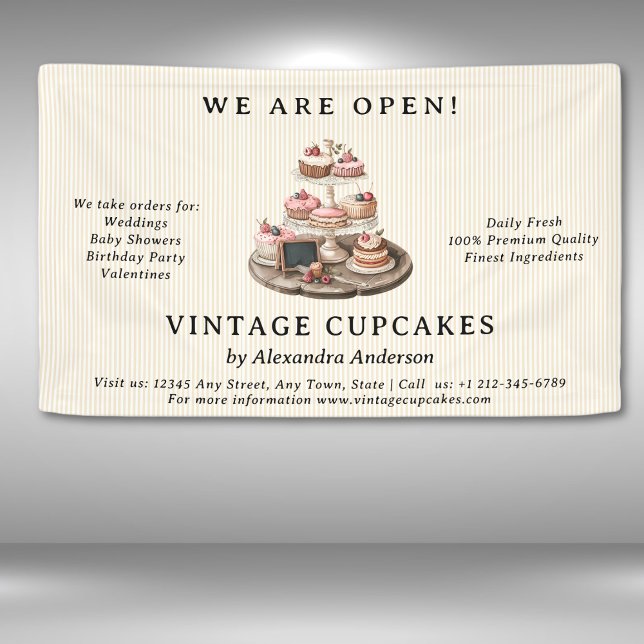 Vintage Cupcake Bakery Pastry Sweets Banner (Vintage Cupcake Bakery Pastry Sweets Banner)