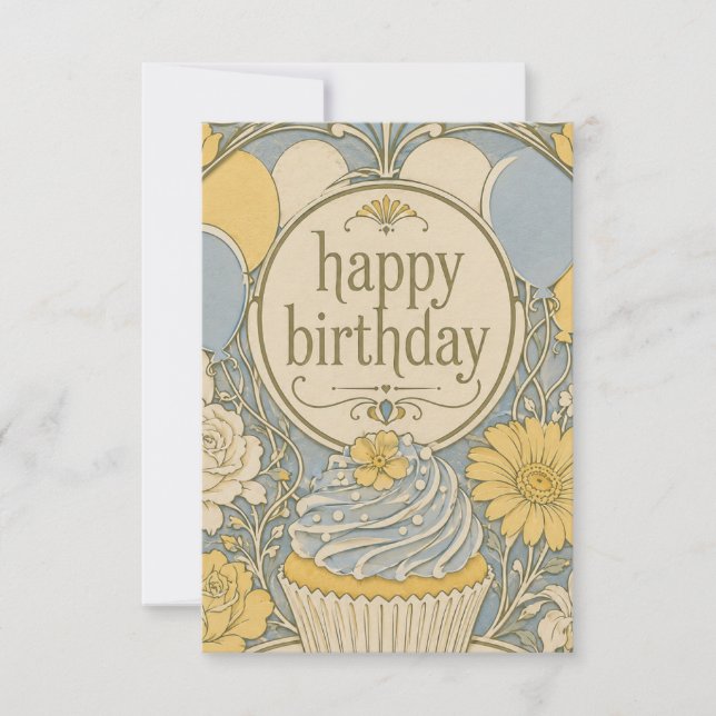 vintage cupcake birthday card (Front)