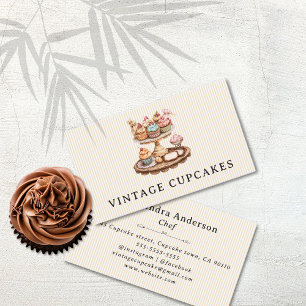 Vintage Cupcake Pastry Chef  Business Card