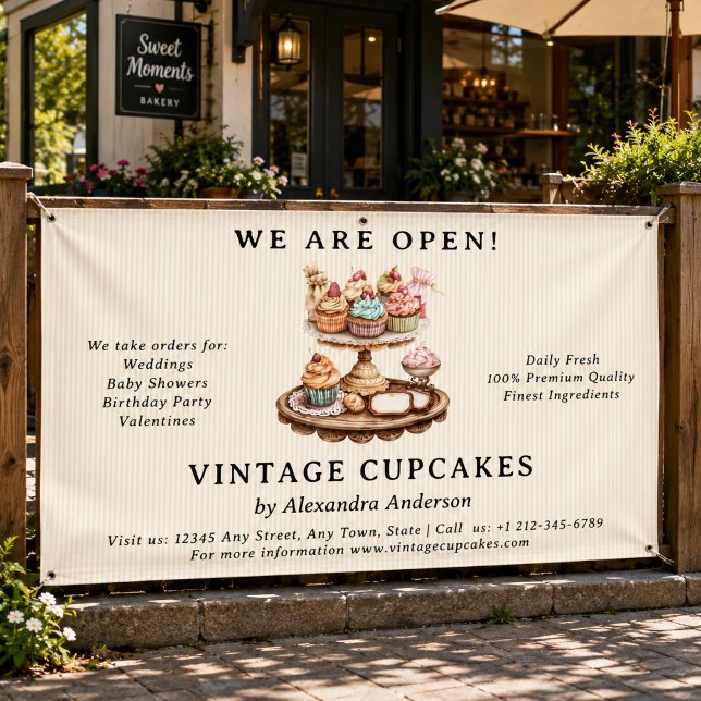Vintage Cupcake Retro Bakery Banner (Vintage Cupcake Retro Bakery Banner)