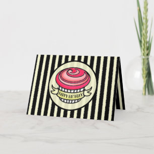 Vintage Cupcake Tattoo Birthday Card