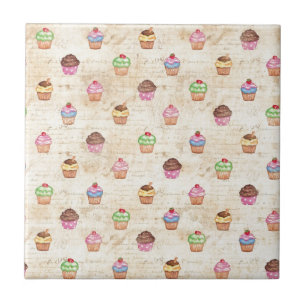 Vintage Cupcakes Tile