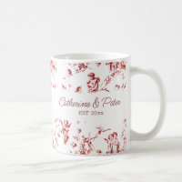 Vintage Cupid Angels Floral Red Toile Couple Names