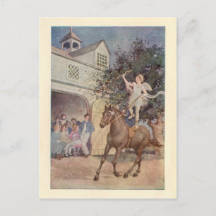 Vintage Cupid Child Angel & Horse w/Bow and Arrow Postcard