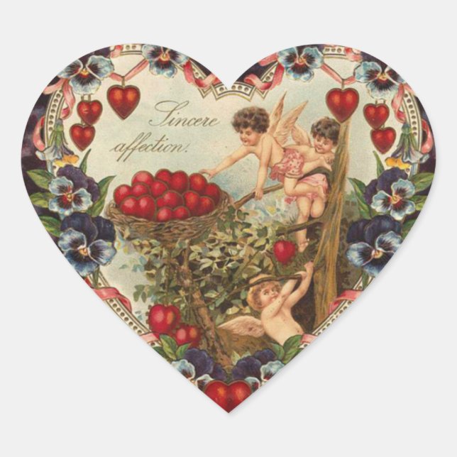 Vintage Cupid Heart Stickers (Front)