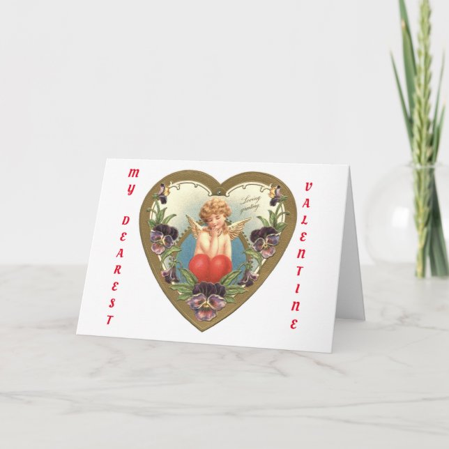 Vintage Cupid In Heart Card (Front)