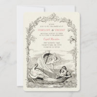 Vintage Cupid Love Boat Wedding Invitation