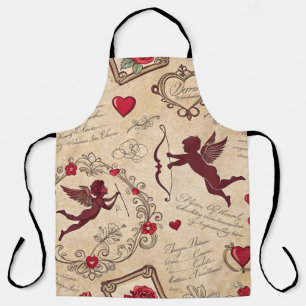 Vintage Cupid Love Victorian Valentine Art Apron