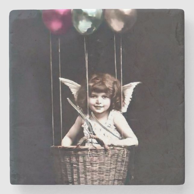 Vintage Cupid Stone Coaster (Front)