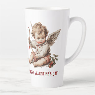 Vintage Cupid With Heart Bow Latte Mug