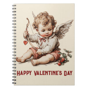 Vintage Cupid With Heart Bow Notebook