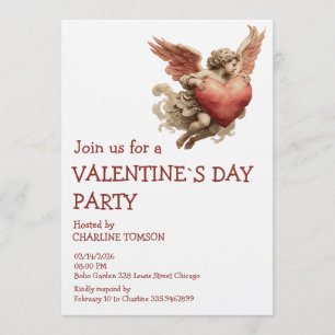 Vintage Cupid with Heart Invitation