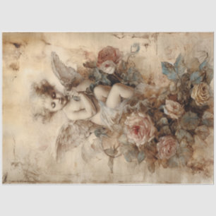 Vintage Cupid with Roses  Tissue Paper