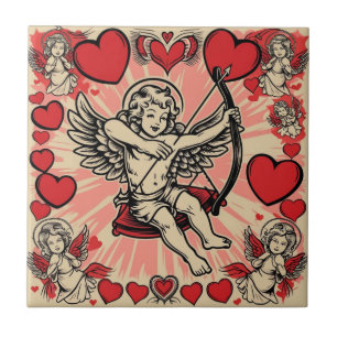 Vintage cupide love ceramic tile