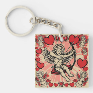 Vintage cupide  love key ring