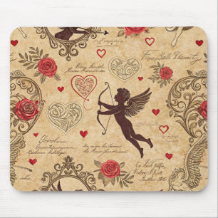 Vintage Cupid's Romantic Pattern (10) Mouse Pad
