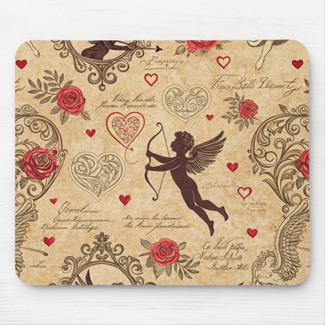 Vintage Cupid's Romantic Pattern (10) Mouse Pad (Front)