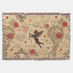 Vintage Cupid's Romantic Pattern (10) Throw Blanket