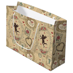 Vintage Cupid's Romantic Pattern (1) Large Gift Bag