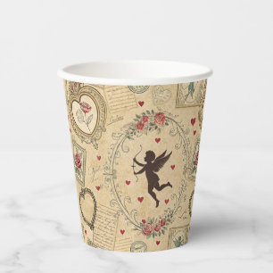 Vintage Cupid's Romantic Pattern (1) Paper Cups