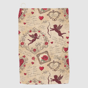 Vintage Cupid's Romantic Pattern (2) Golf Towel