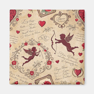 Vintage Cupid's Romantic Pattern (2) Magnet