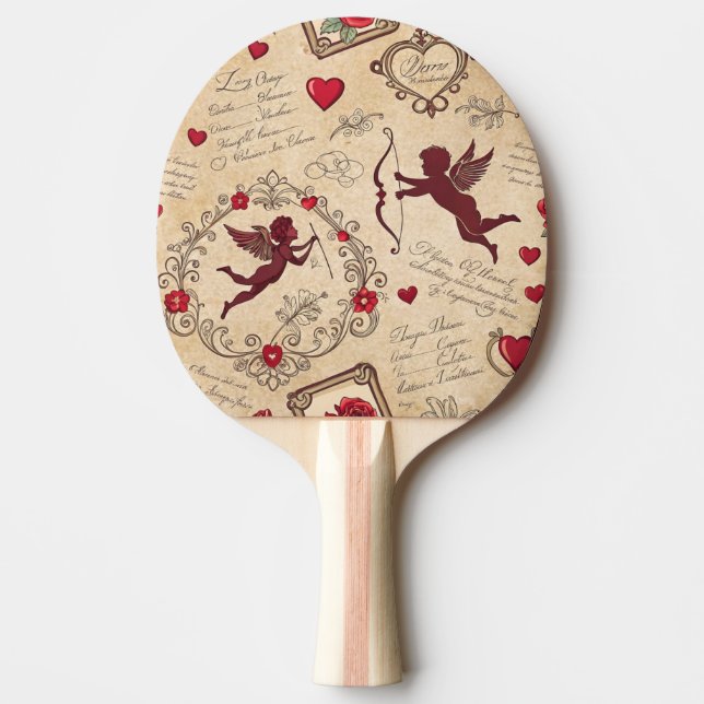 Vintage Cupid's Romantic Pattern (2) Ping Pong Paddle (Front)