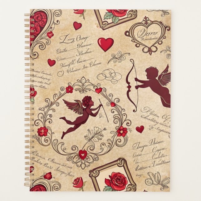 Vintage Cupid's Romantic Pattern (2) Planner (Front)