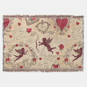 Vintage Cupid's Romantic Pattern (2) Throw Blanket