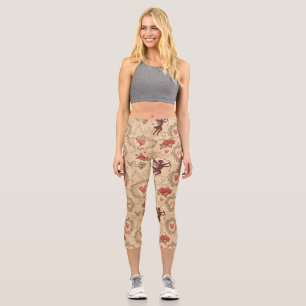 Vintage Cupid's Romantic Pattern (3) Capri Leggings