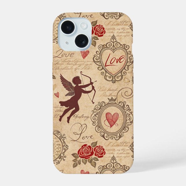 Vintage Cupid's Romantic Pattern (3) iPhone 15 Case (Back)