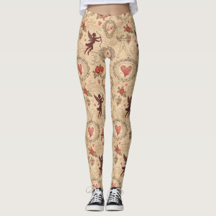 Vintage Cupid's Romantic Pattern (3) Leggings