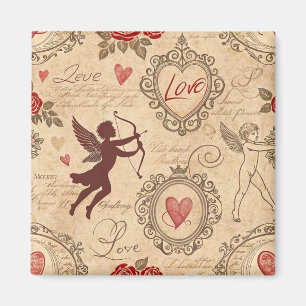 Vintage Cupid's Romantic Pattern (3) Magnet
