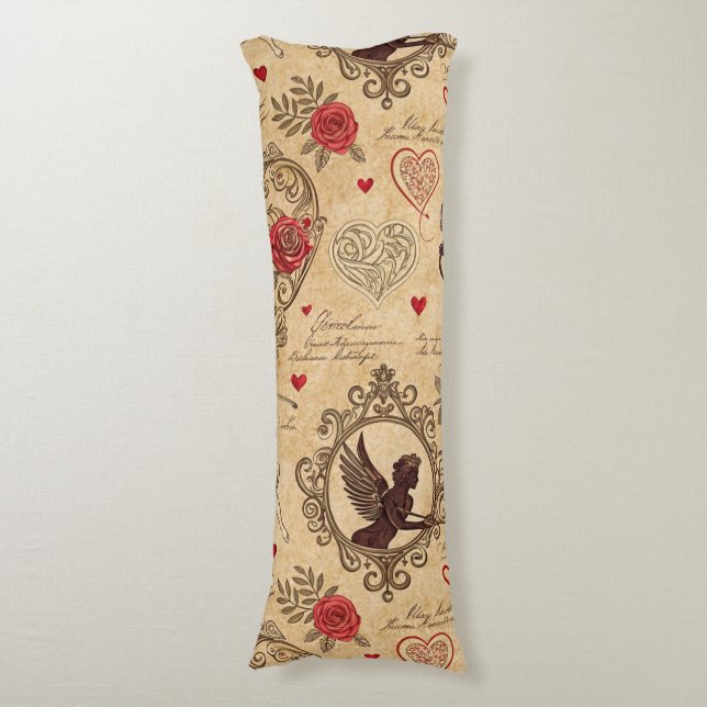 Vintage Cupid's Romantic Pattern (4) Body Cushion (Front Vertical)