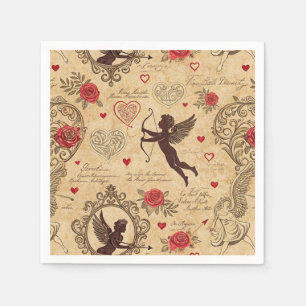 Vintage Cupid's Romantic Pattern (4) Napkin