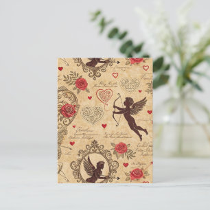 Vintage Cupid's Romantic Pattern (4) Postcard