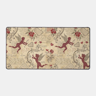 Vintage Cupid's Romantic Pattern (5) Desk Mat