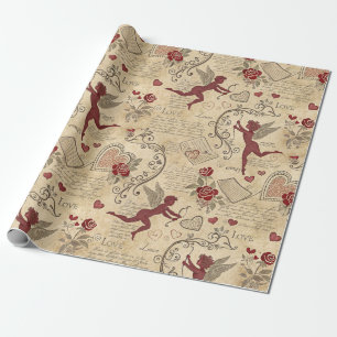Vintage Cupid's Romantic Pattern (5) Wrapping Paper